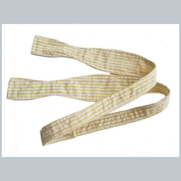 Cotton Seersucker Bow Tie Yellow White Stripe One Size Adjustable - Picture 1 of 2